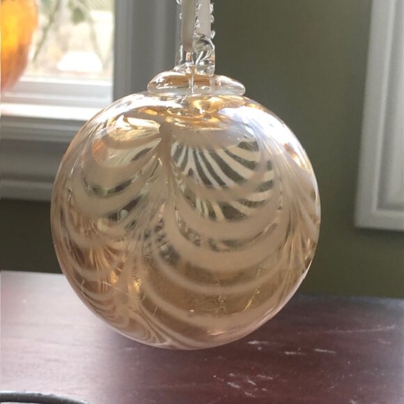 Golden Glass Hanging Ball - 3” - Picture 2 of 3